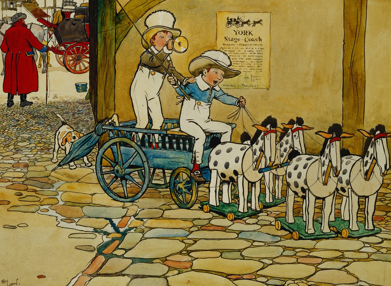 Chips av det gamla blocket; The York Stage Coach, av Cecil Charles Windsor Aldin