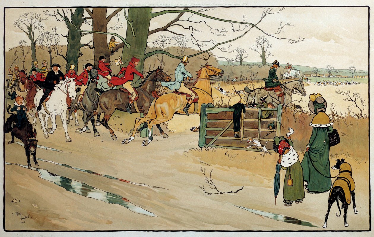 Gravyr av Cecil Aldin (1870 -?), England. Coll. Del av Cecil Charles Windsor Aldin