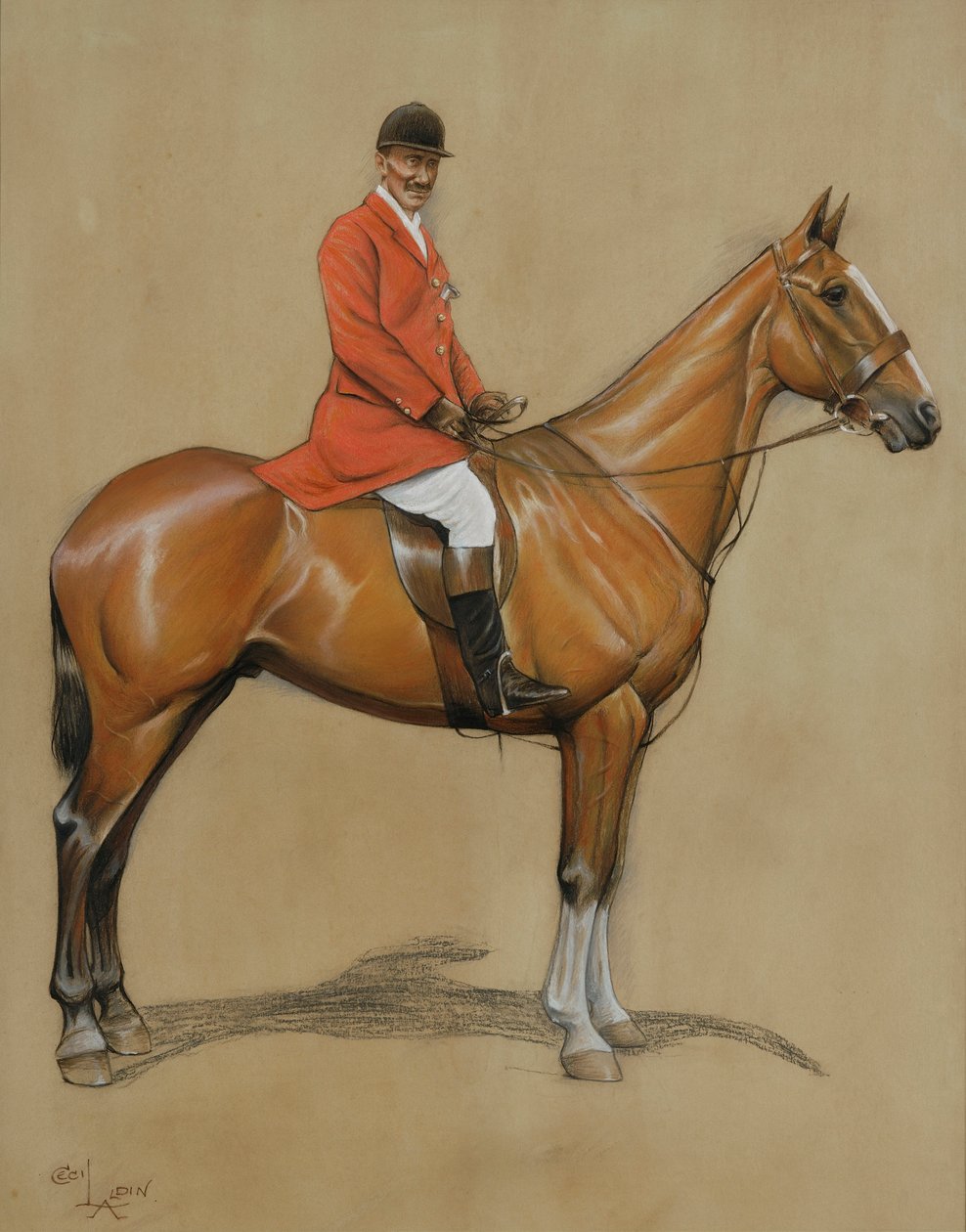 Självporträtt (pastell på papper) av Cecil Charles Windsor Aldin
