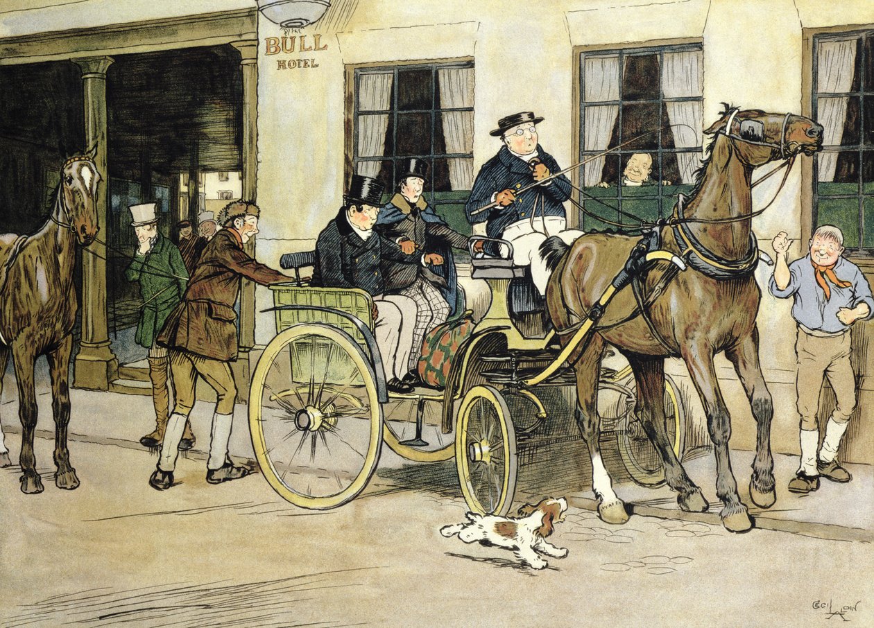 Pickwickianerna startar från Bull Hotel i Rochester av Cecil Charles Windsor Aldin