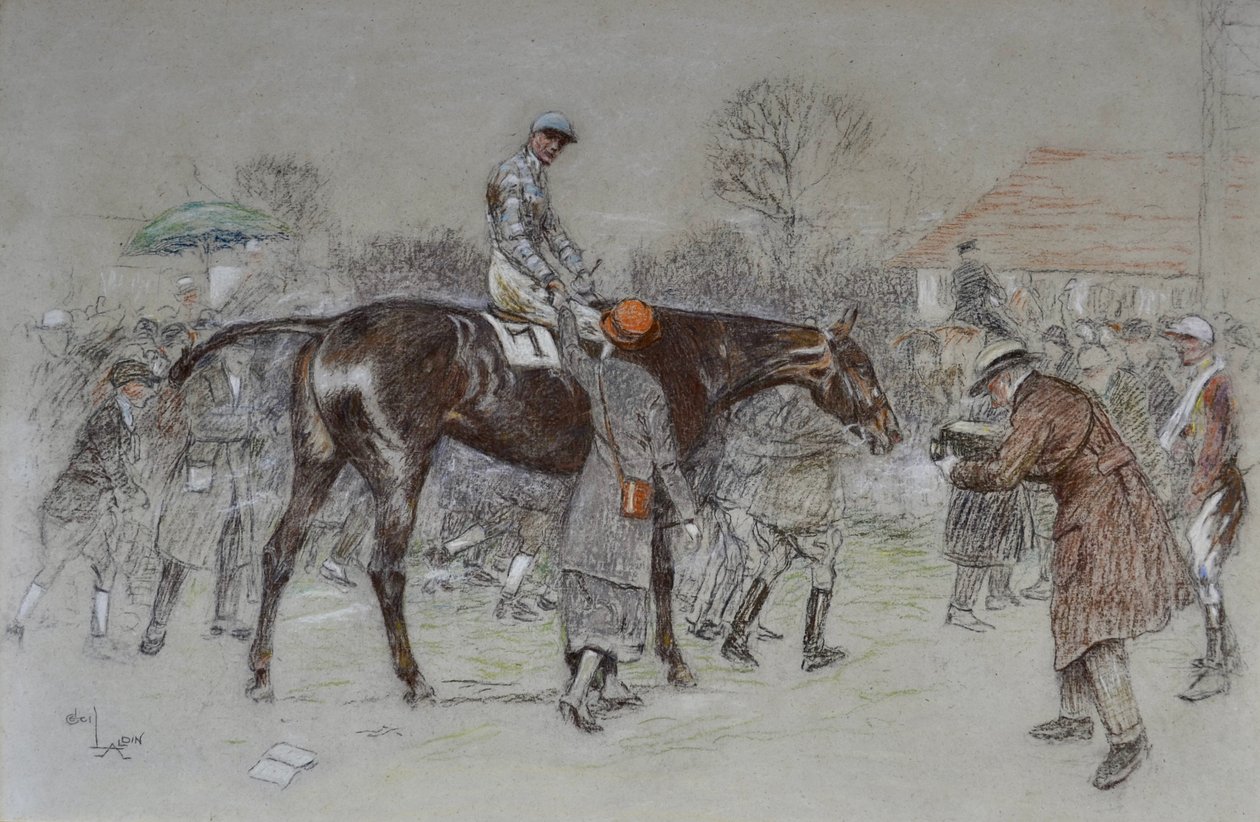 Att leda i vinnaren medan bookmakers jublade, ca 1920-25 (pastell) av Cecil Charles Windsor Aldin