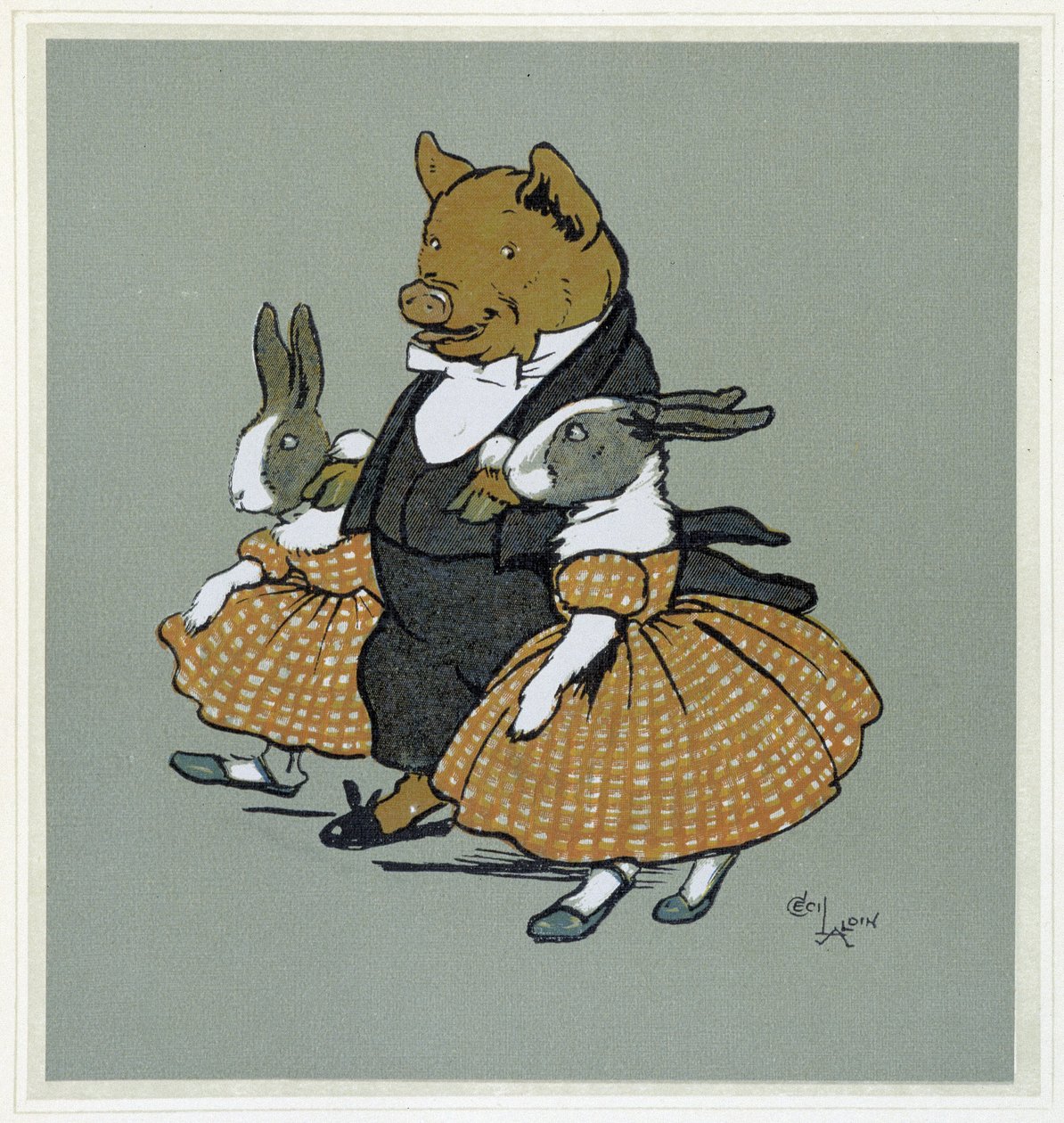 En bild med två rabbiner - i ""Merry Party"", ill. av Cecil Aldin, red. Hodder & Stoughton, London av Cecil Charles Windsor Aldin