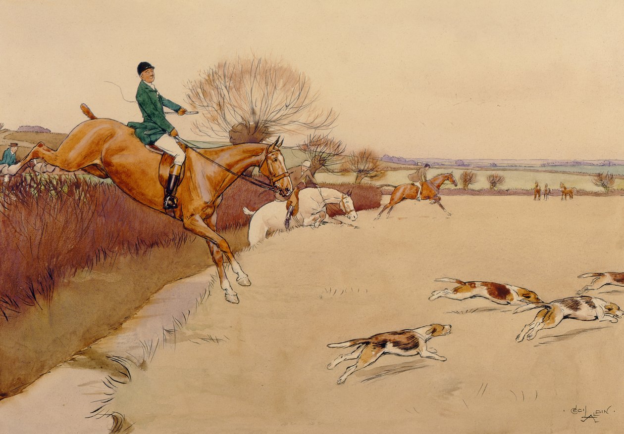 Upp och över (grafit, penna och bläck och wc på papper) av Cecil Charles Windsor Aldin