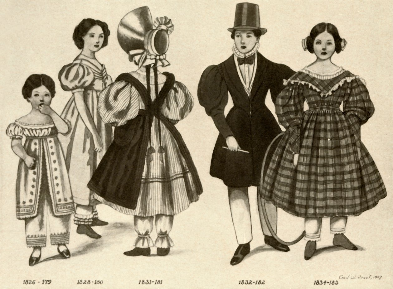 Barnkläder från 1820-1840, 1907, 1937. av Cecil W. Trout