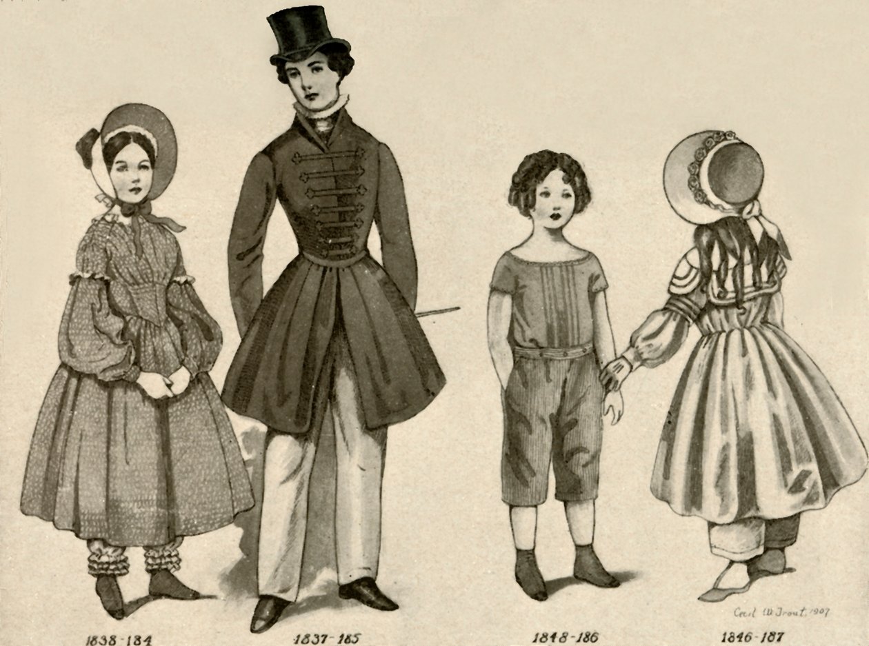 Barnkläder från 1830-1850, 1907, 1937. av Cecil W. Trout