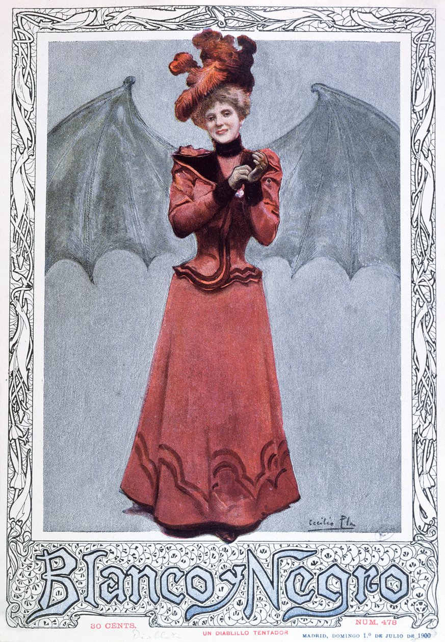 The Devilish Temptress, från omslaget till "Blanco y Negro", 1 juli 1900 av Cecilio Pla Gallardo