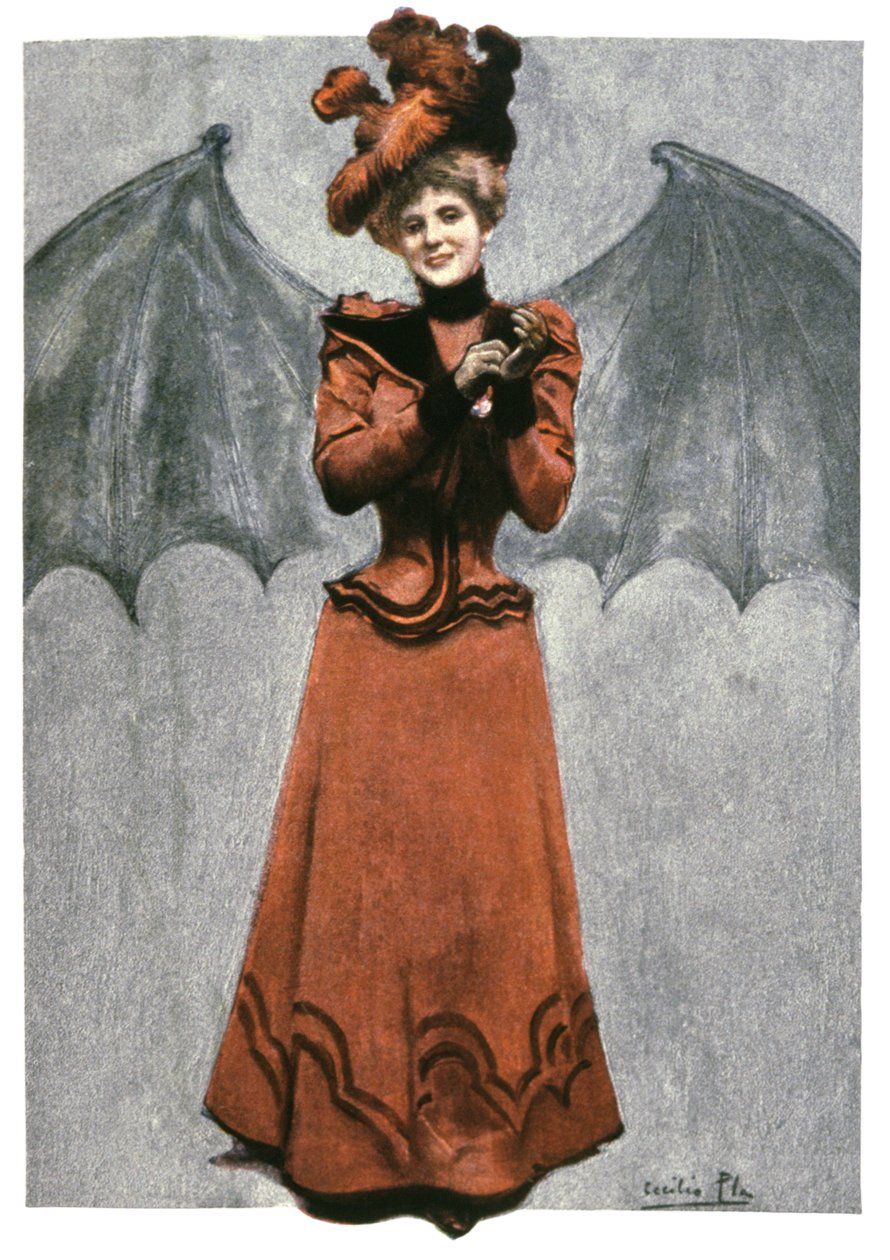 Kvinna förklädd till en djävul, ca 1900 (illustration) av Cecilio Pla Gallardo