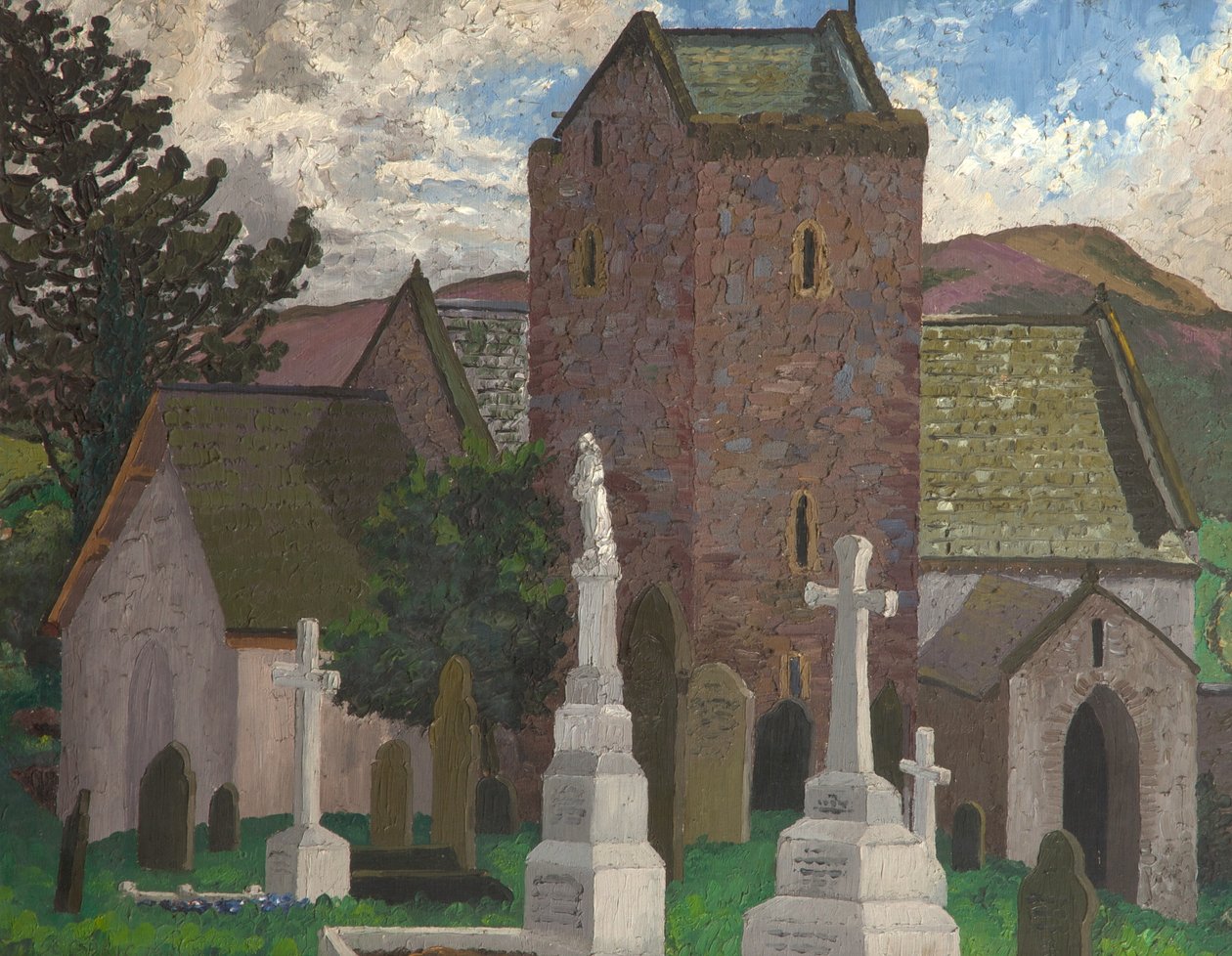 Llangenith Church, South Wales, ca 1930 (olja på duk) av Cedric Morris