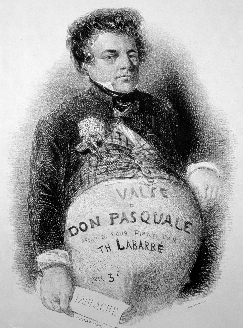 LABLACHE, Luigi (1794-1858) Italiensk bas i rollen som Don Pasquale från Donizetti av Celestin Francois (after) Nanteuil