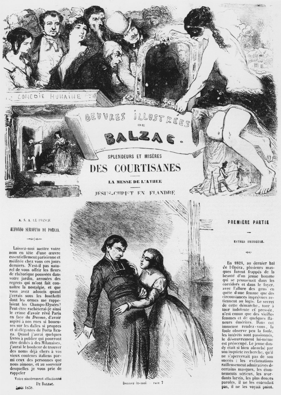 Illustration från "Splendeurs et Miseres des Courtisanes" av Honore de Balzac, publicerad 1867. av Celestin Francois Nanteuil