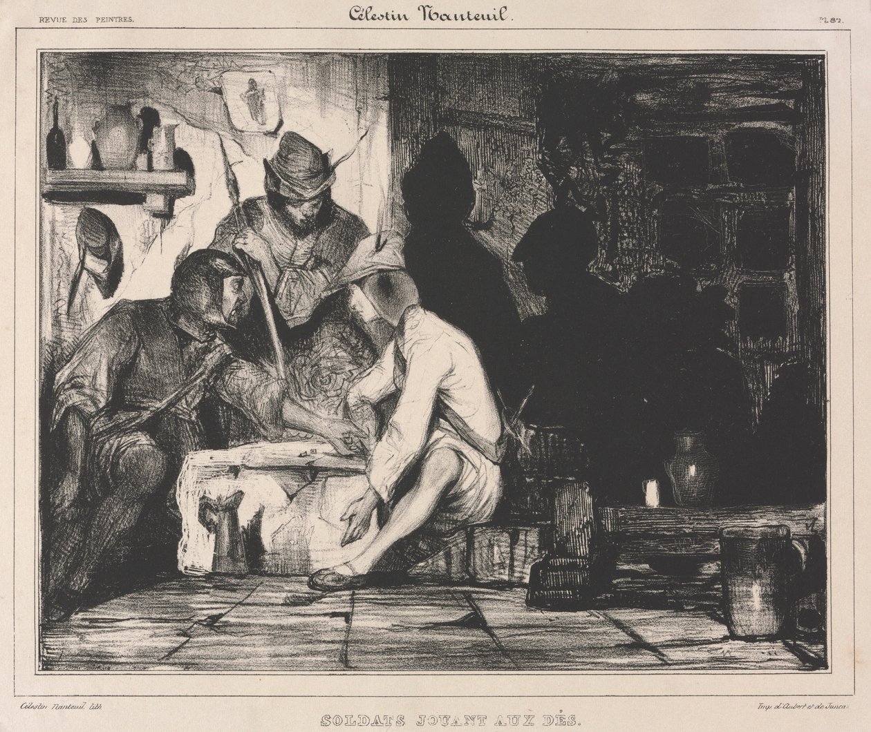 Soldater som spelar tärning, 1900-tal. av Celestin Francois Nanteuil