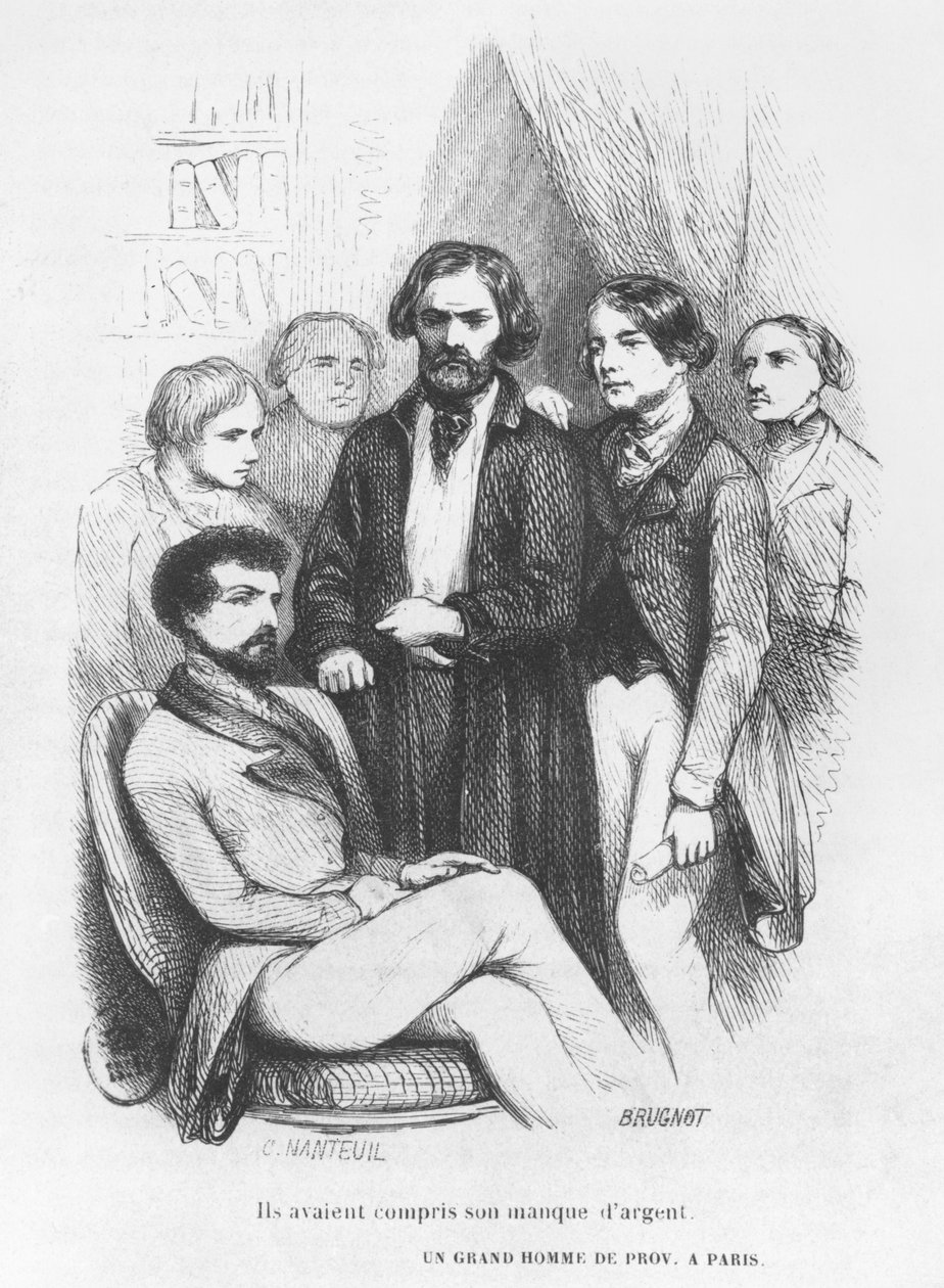 De förstod hans brist på pengar, illustration från "Les Illusions perdues" av Honore de Balzac av Celestin Francois Nanteuil