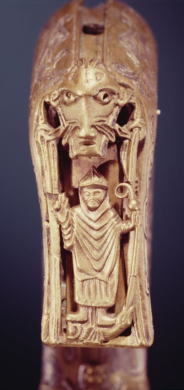 Clonmacnoise Crozier, County Offaly, trä från vikingatiden inslaget i plåtbrons med inlagd silverdetalj av 228692 av Celtic