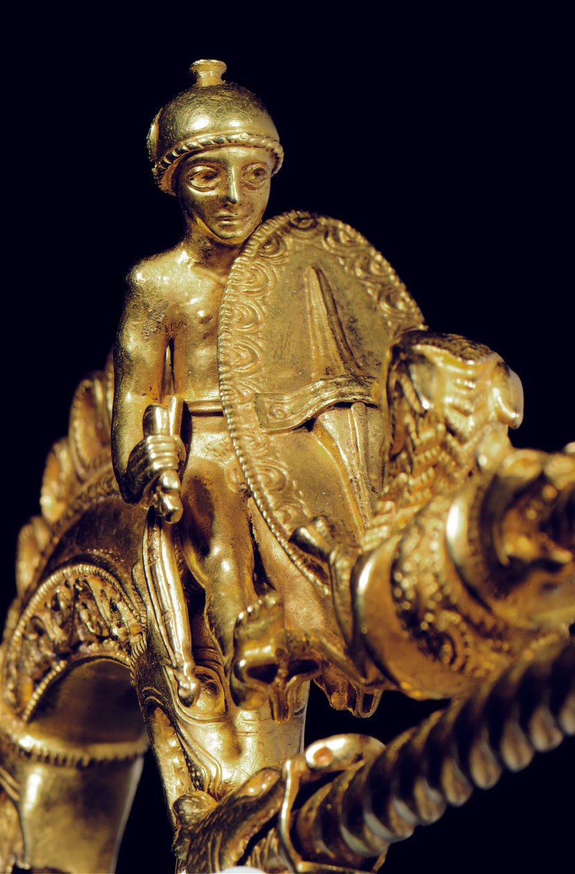 Mycket viktig La Tene krigare fibula, detalj (guld) (se även 1065822-6) av Celtic