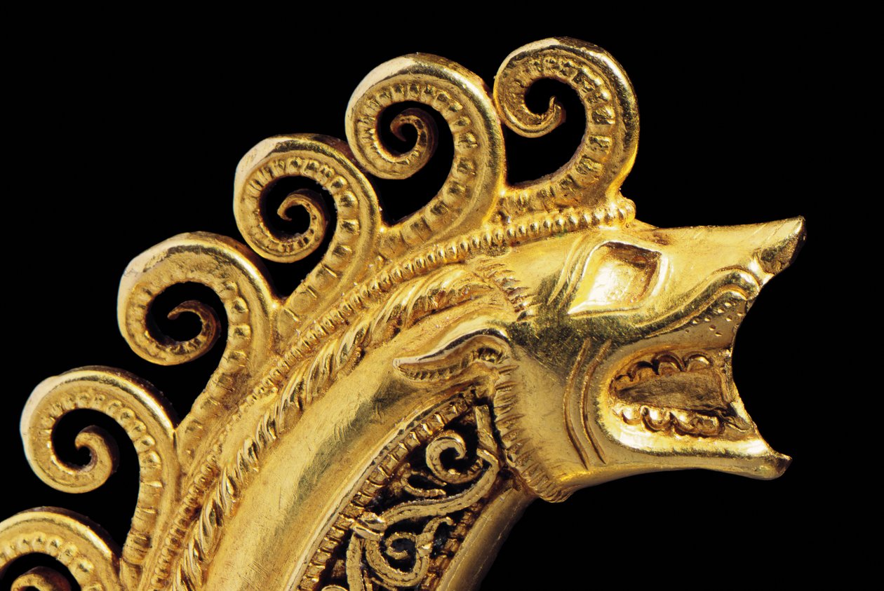 Mycket viktig La Tene krigare fibula, detalj (guld) (se även 1065822-7) av Celtic
