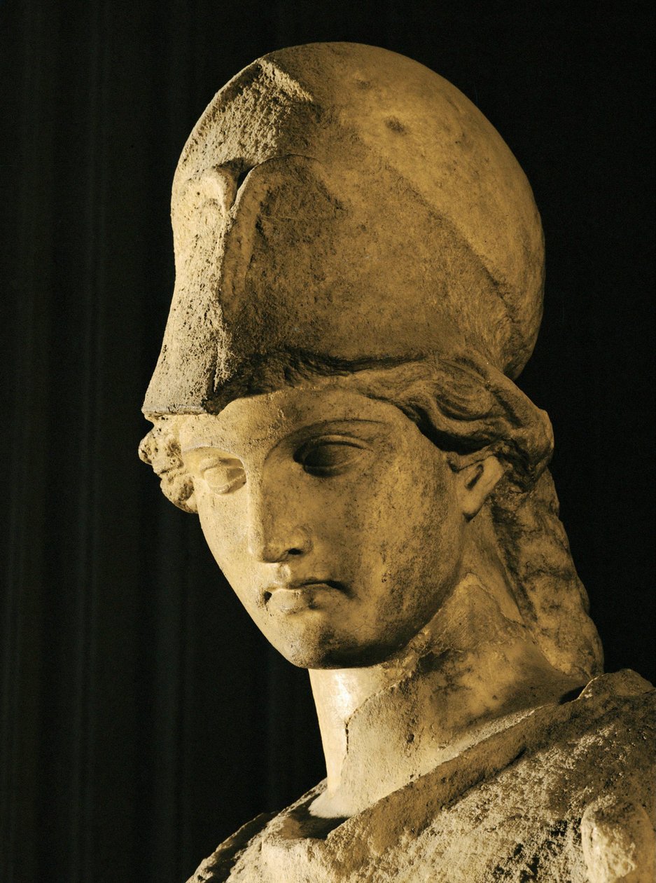 Huvud av Athena med kista och Erechthonios orm ... av Cephisodotus the Younger