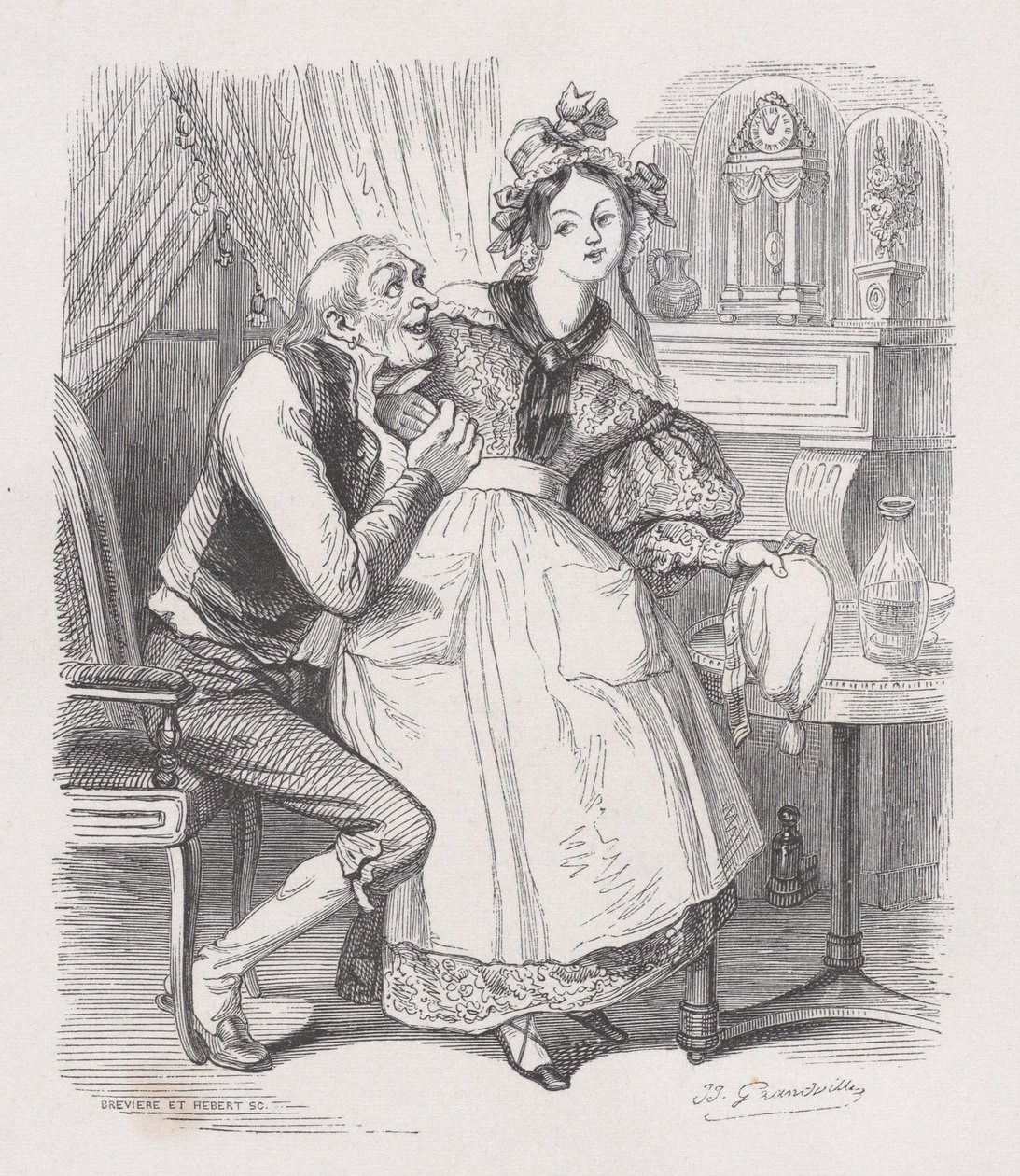 The Old Bachelor from The Complete Works of Béranger, 1836 av Cesar Auguste Hebert