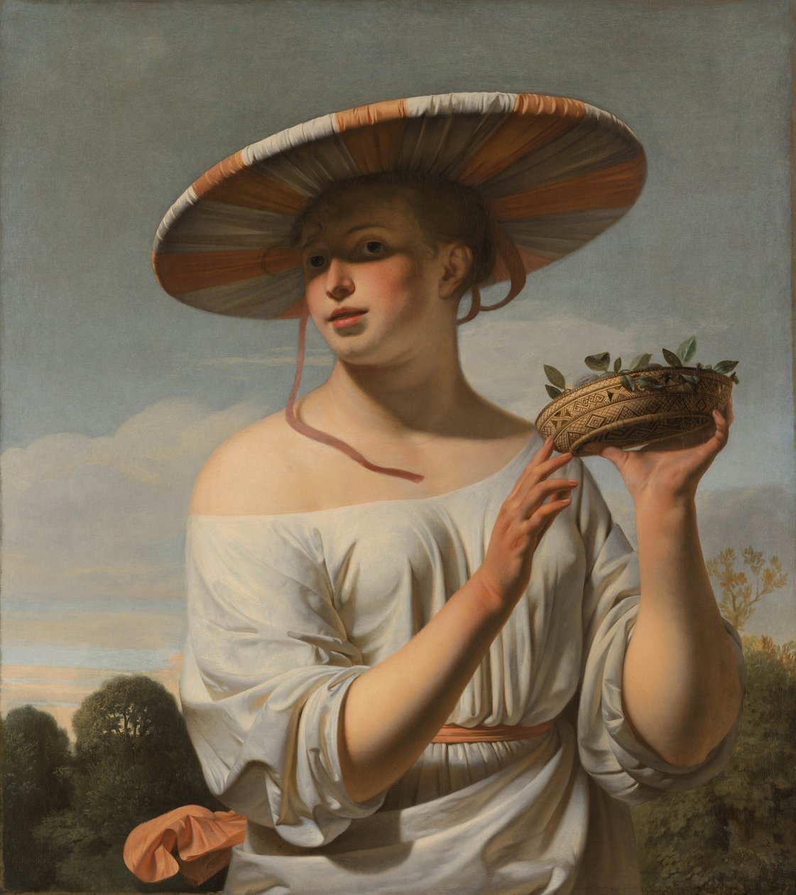 Flicka med stor hatt, 1645-1648 av Cesar Boetius van Everdingen