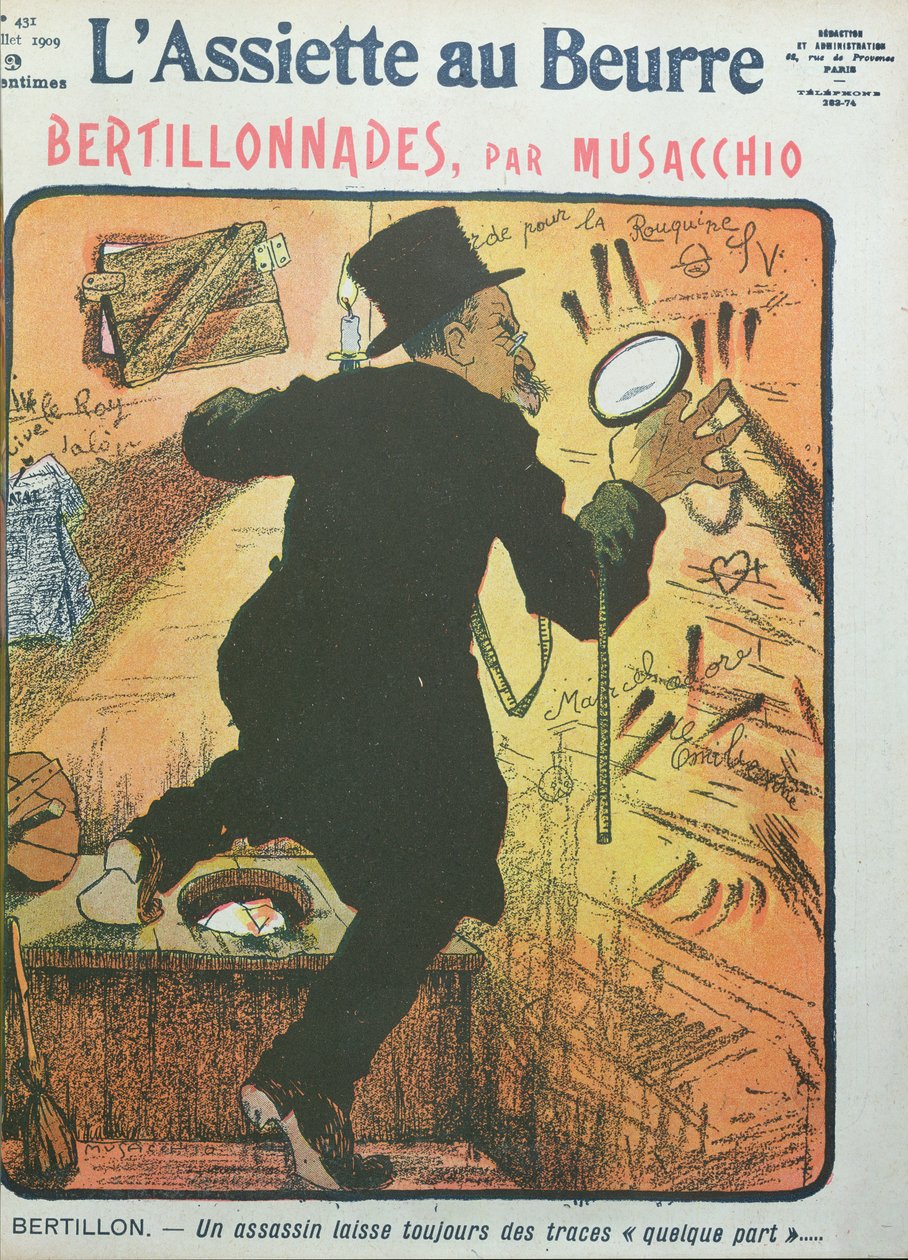 Karikatyr av doktor Alphonse Bertillon från 