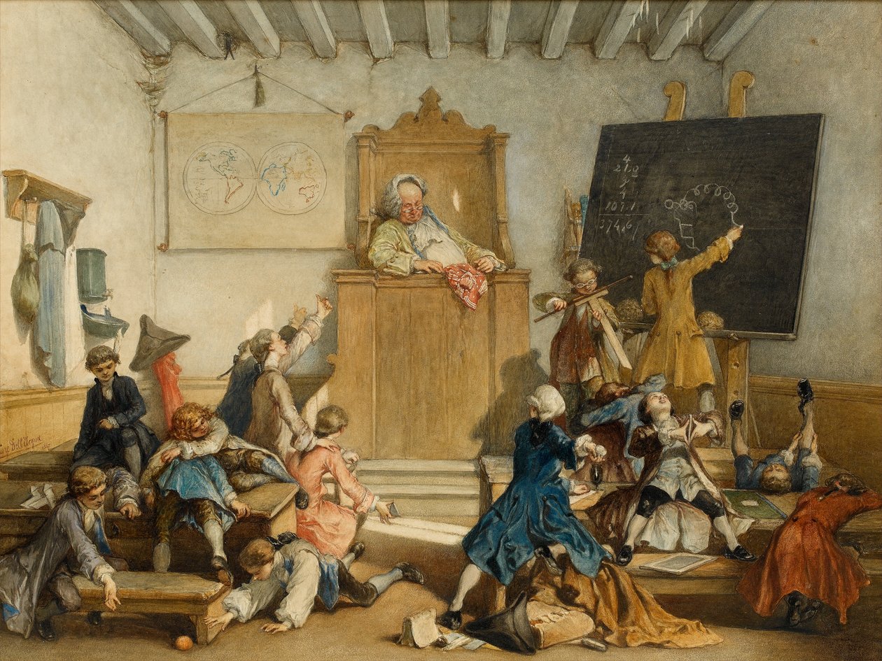 Education for the Privileged, A School for the Children of Courtiers, Wien, 1867 (wc på papper) av Cesare Felix dell Acqua