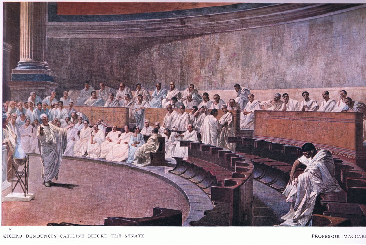 Cicero fördömer Catiline inför senaten, från en fresco, från The Gresham Publishing Company Ltd, 1920 av Cesare Maccari