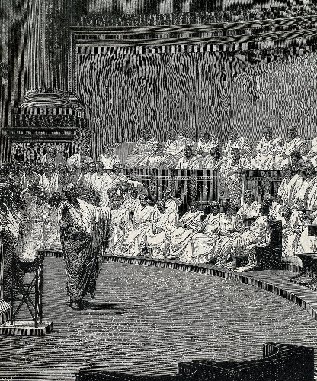 Cicero fördömer konspiratören Catilina (gravyr) av Cesare (after) Maccari