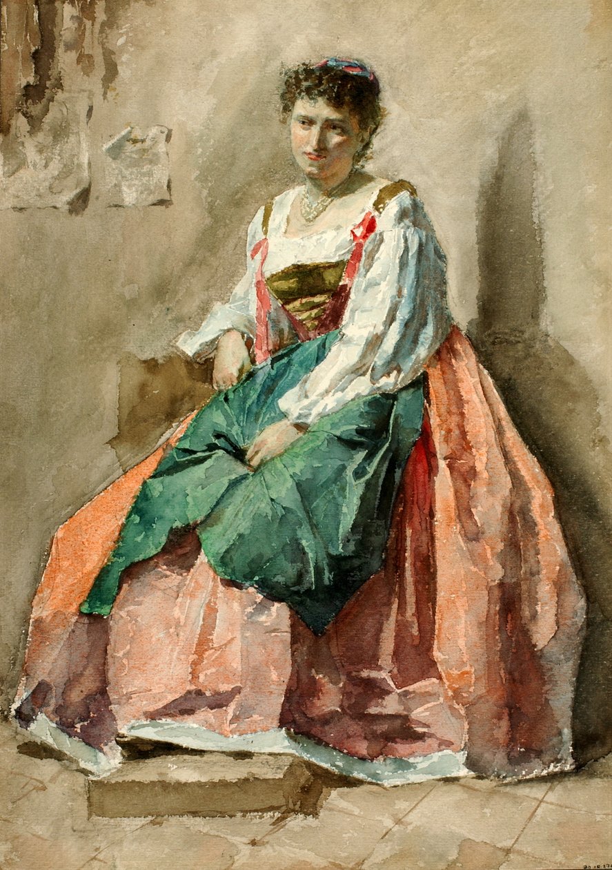 Porträtt av en dam, sent 1800-tidigt 1900-tal. av Cesare Biseo
