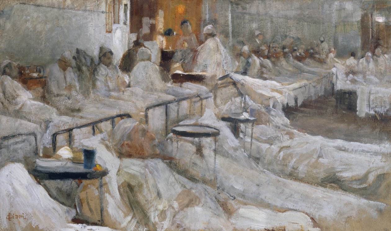 Sjukhusavdelning, målning av Cesare Ciani (1854-1925), Italien av Cesare Ciani