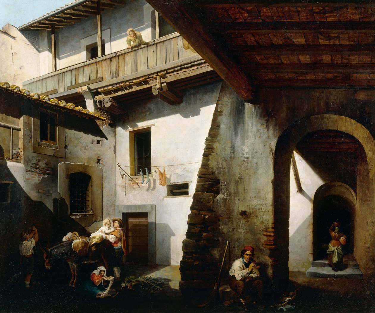 Inne i värdshuset med bönder, av Cesare Coghetti (aktiv 1850-1899) av Cesare Coghetti