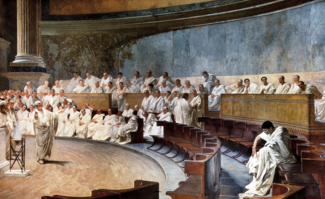 Cicero i senaten fördömer Catilina (63 f.Kr.) av Cesare Maccari