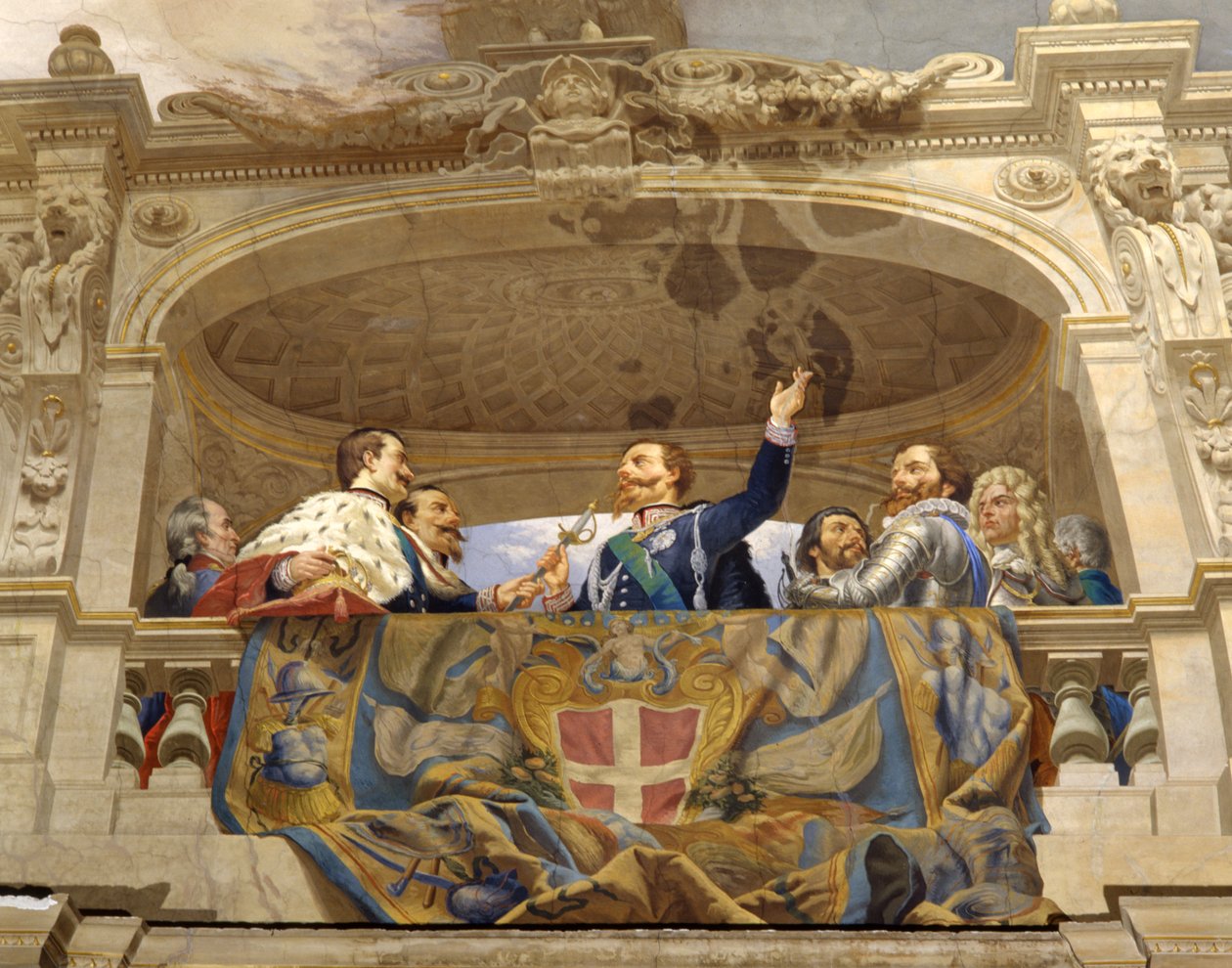 Carlo Alberto ger svärdet till Vittorio Emanuele II, detalj (detalj av 3433390) av Cesare Mariani