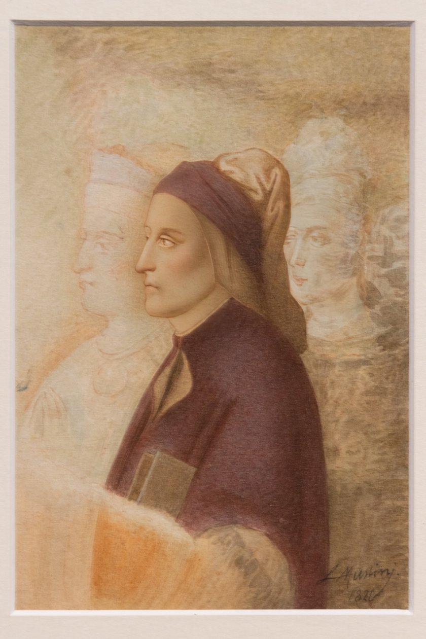 Porträtt av Dante, av Cesare Mussini, ca 1844 (akvarell på kartong) av Cesare Mussini