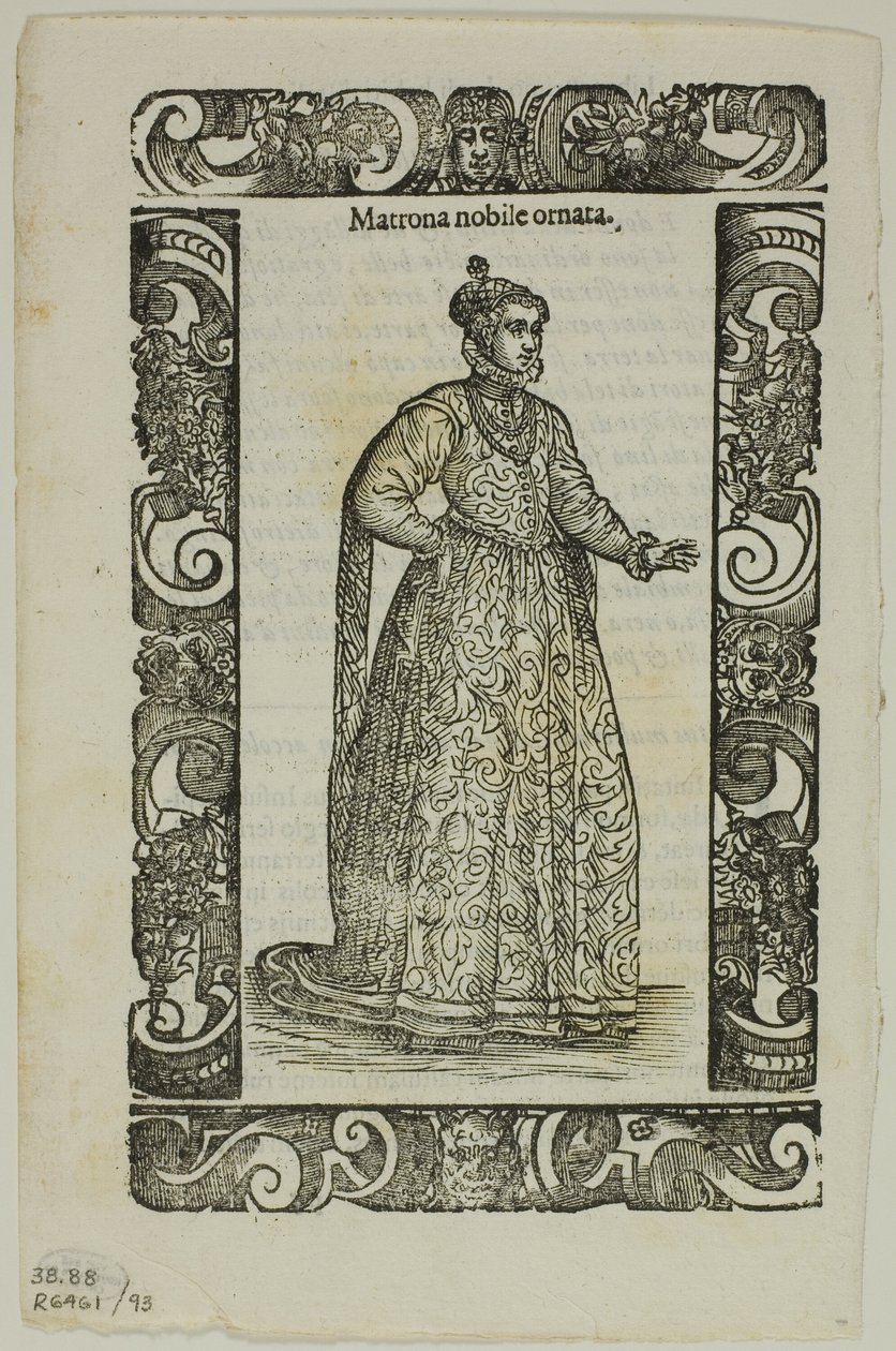 Blad från Habiti antichi e moderni, plansch 93 från Woodcuts from Books of the XVI Century av Cesare Vecellio
