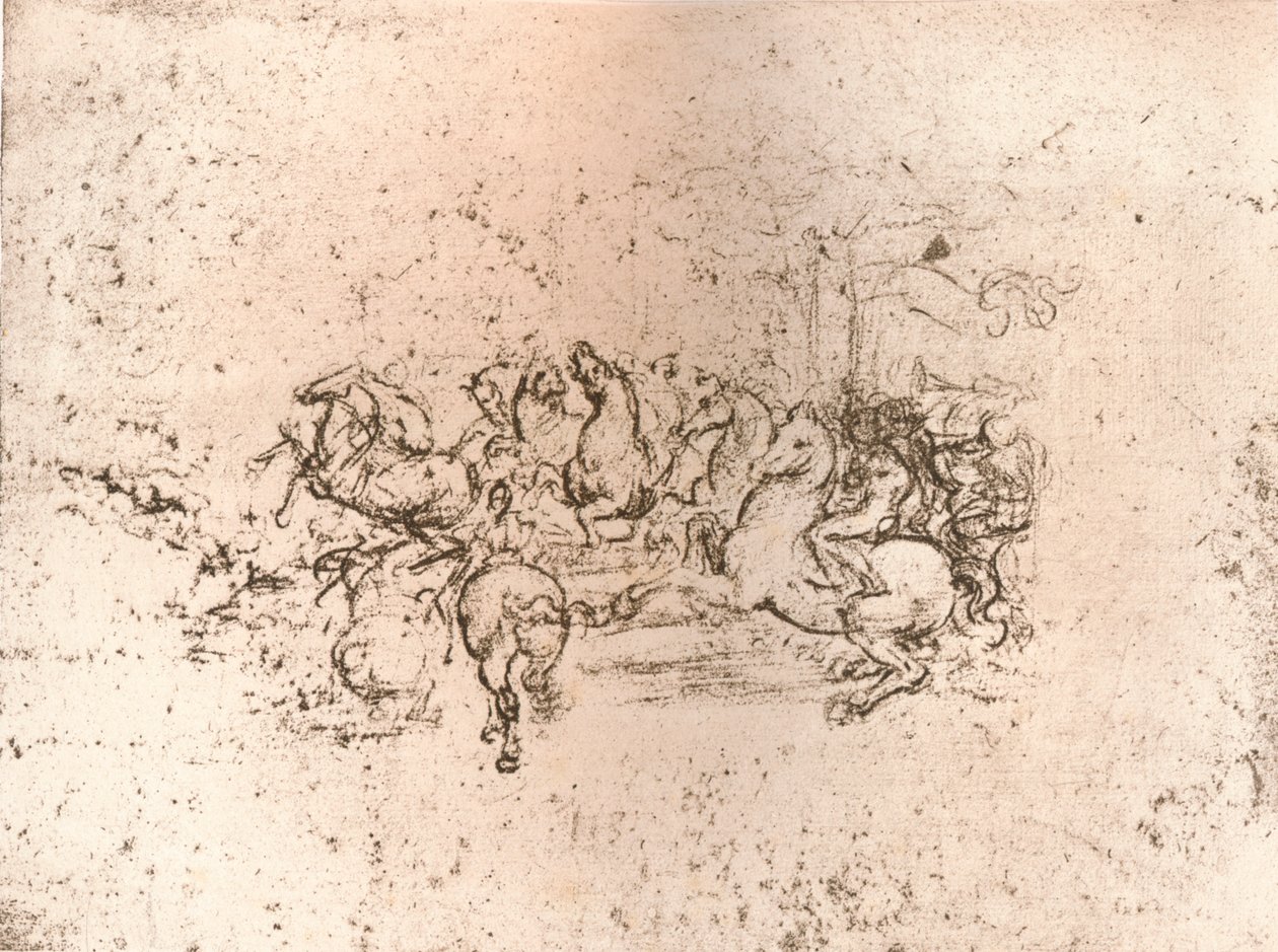 Kopia av en del av tecknad serie av slaget vid Anghiari, c1505-c1523 1883 av Cesare da Sesto