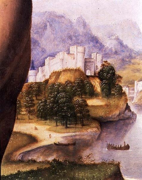 St. Hieronymus, detalj av landskapet (olja på panel) (detalj av 112517) av Cesare da Sesto