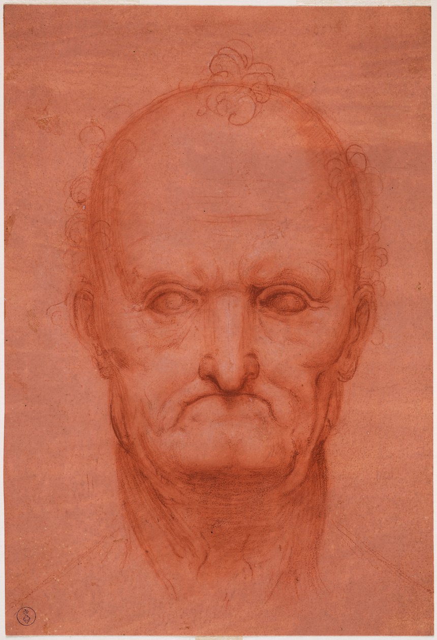 Hoved af gammel mand, ca. 1515 (blod på forberedt rødt papir)swed av Cesare da attr.to Sesto
