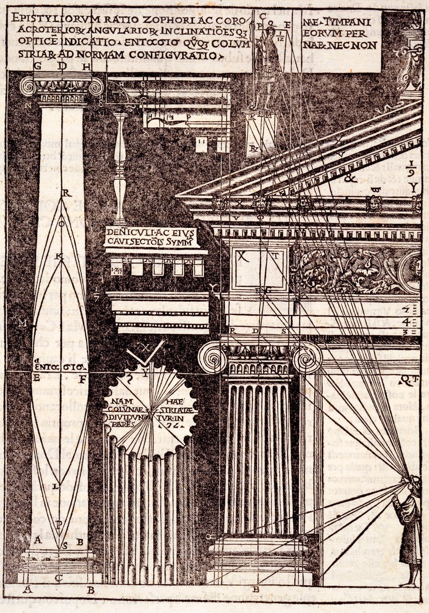 Exempel på klassiska proportioner, från Di Lucio Vitruvio Polliones arkitektur av Gotardo de Ponte Como, 1521 av Cesare di Lorenzo Cesariano