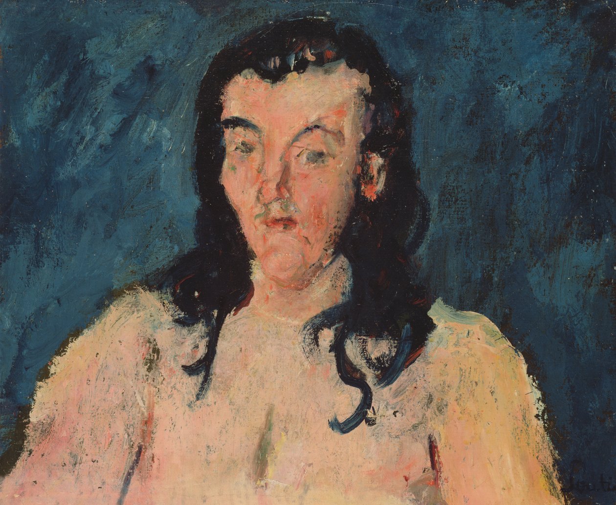 Torso med blå bakgrund, 1927-28 av Chaim Soutine