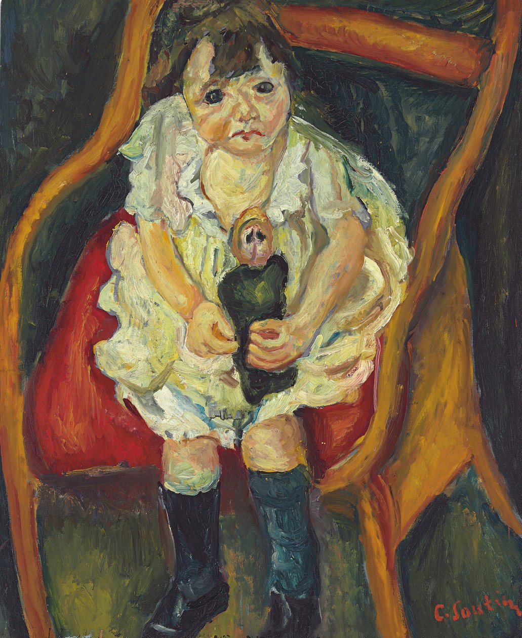 Liten flicka med en docka; Den lilla flickan med en docka, ca 1925 av Chaim Soutine