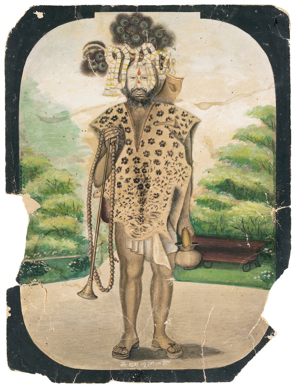 A Wandering Sadhu, ca 1900 (ogenomskinlig wc på papper) av Chajju Lal