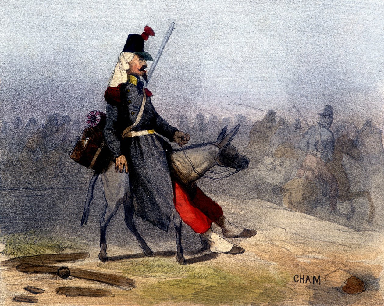 Dessa araber: det är svårt att de inte vill lämna oss ensamma hemma - i "A la guerre comme à la guerre"" av Cham, deb. 1800-talet av Amédée de Noé