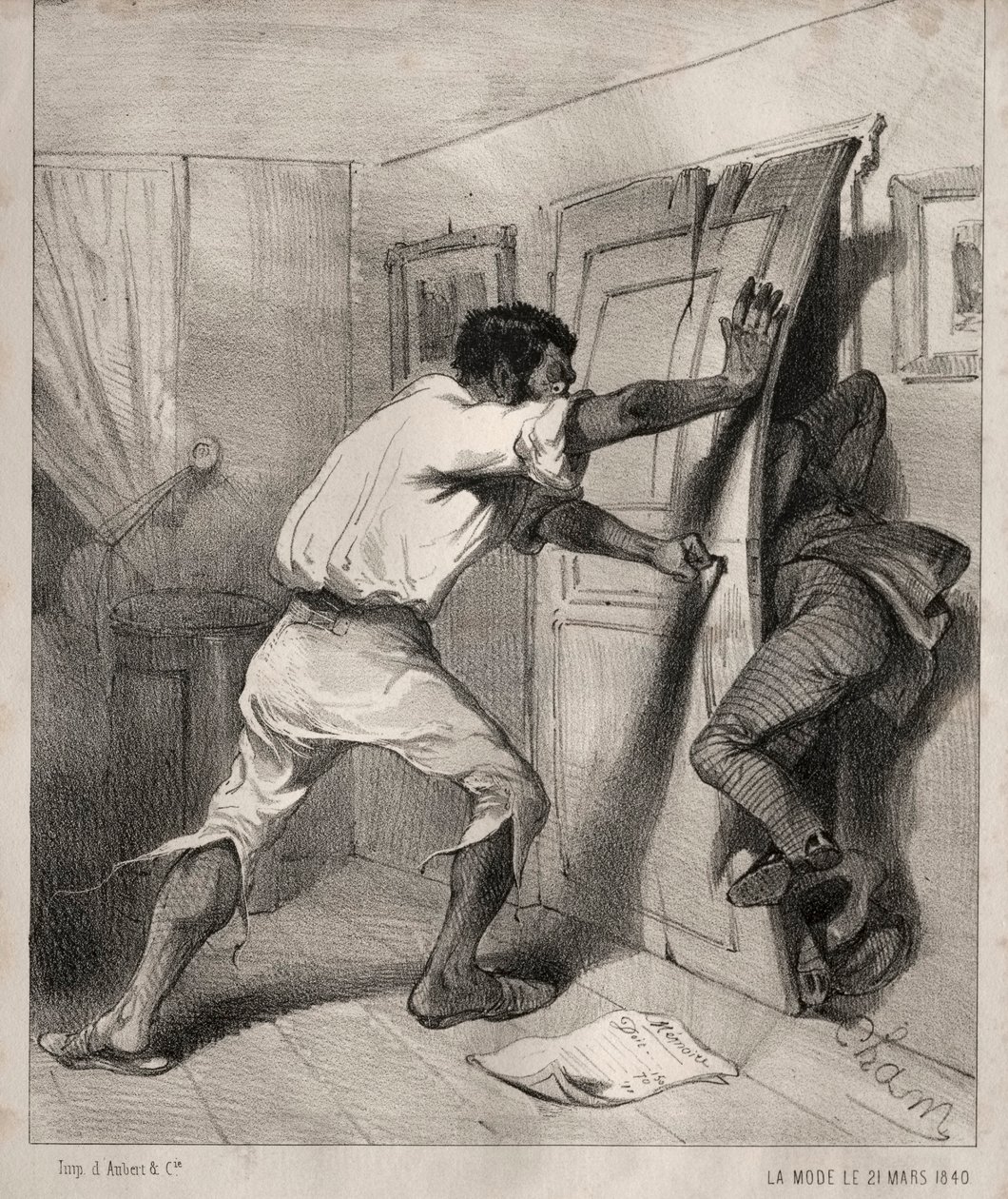 En borgenär som har för bråttom, 1840. av Cham