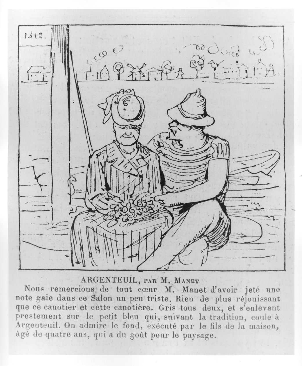 Argenteuil av Monsieur Manet, karikatyr från "La Revue Comique du Salon de 1875". av Charles Albert d Arnoux Bertall