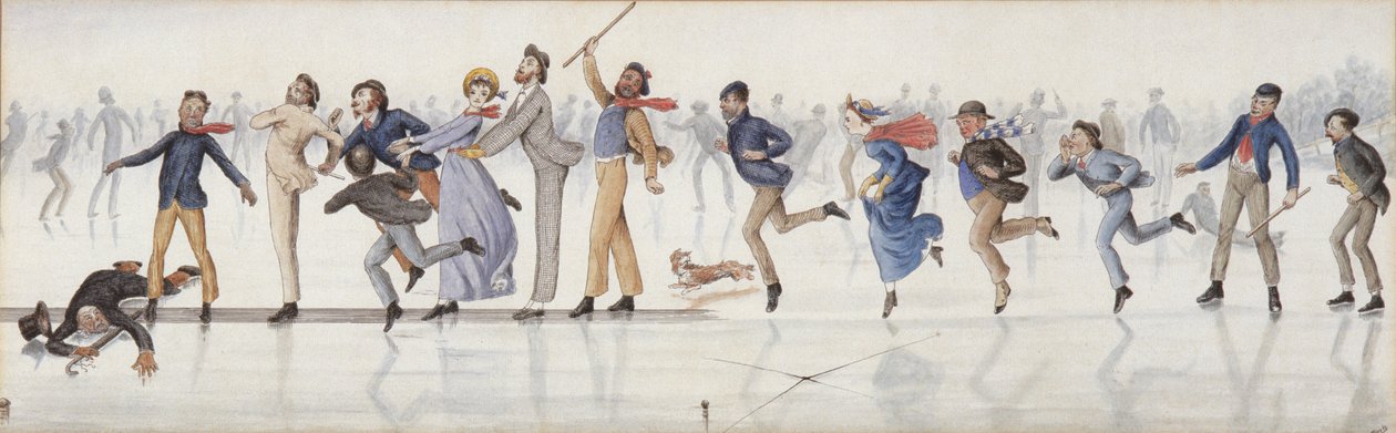 Vinterkul! En rutschkana på Duddingston Loch nära Edinburgh (wc på papper) av Charles Altamont Doyle
