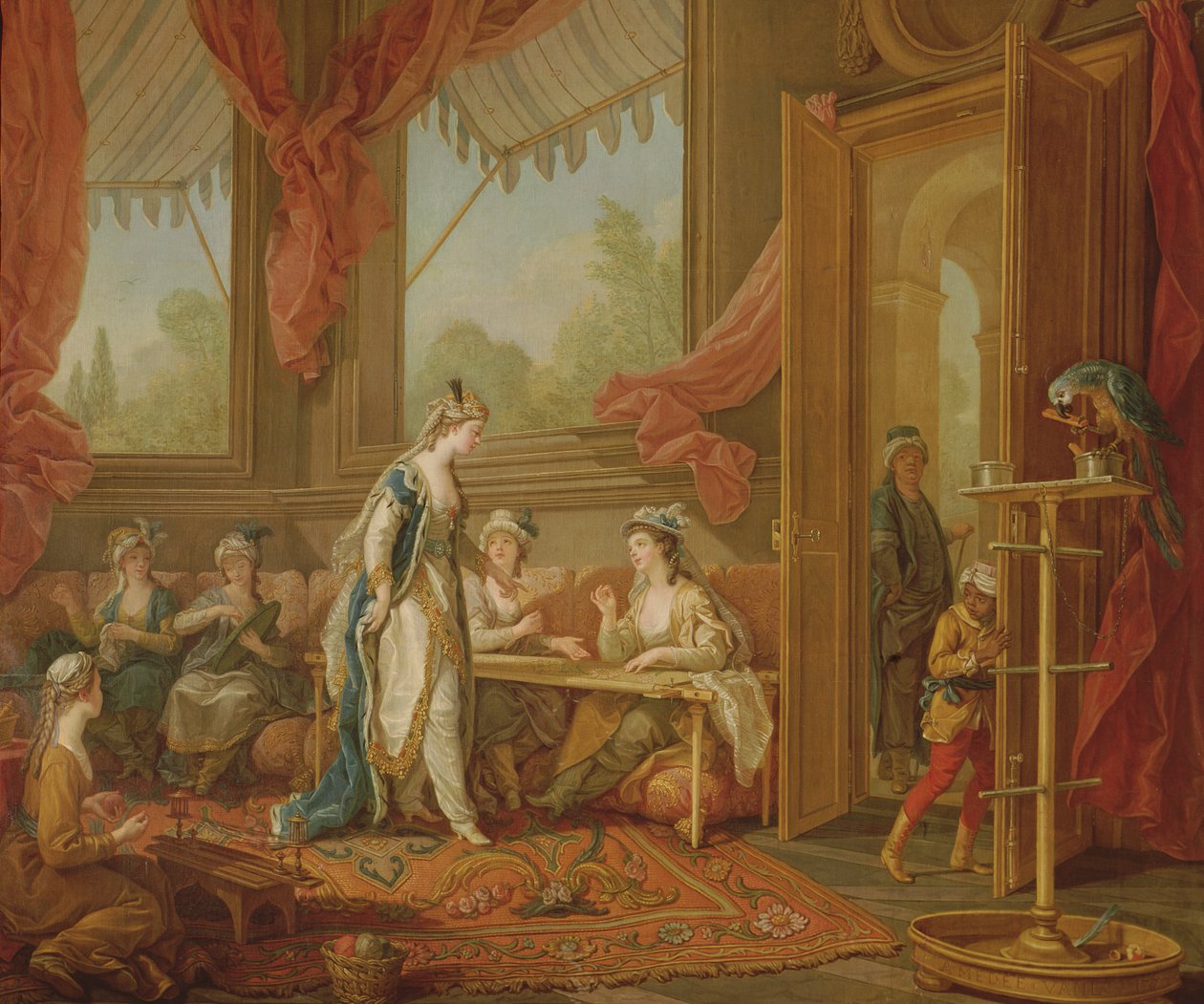 Sultana beställer gobelänger från Odalisques av Charles Amedee Philippe van Loo