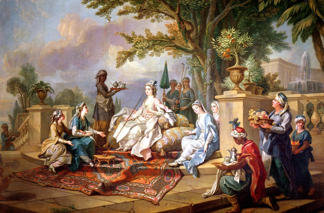Sultanan betjänad av hennes eunucker av Charles Amedee Philippe van Loo
