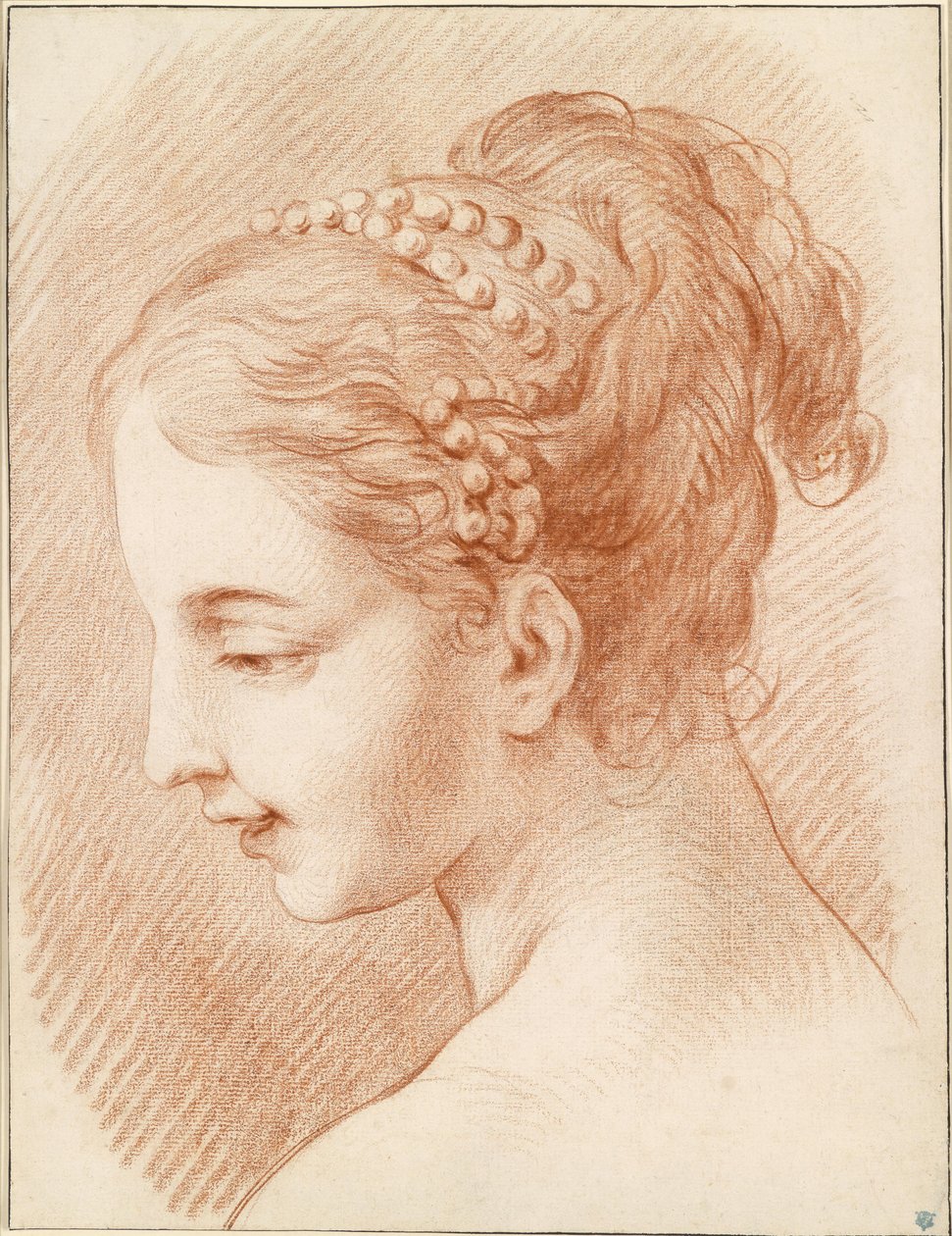 Kopf einer jungen Frau im Profil nach links av Charles André van Loo