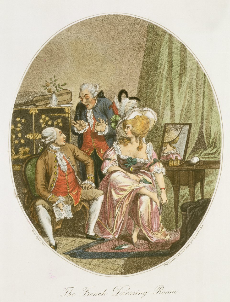 Det franska omklädningsrummet, graverat av P.W. Tomkins (1760-1840) (akvatint) (se även 64848, 64849 och 64850) av Charles Ansell