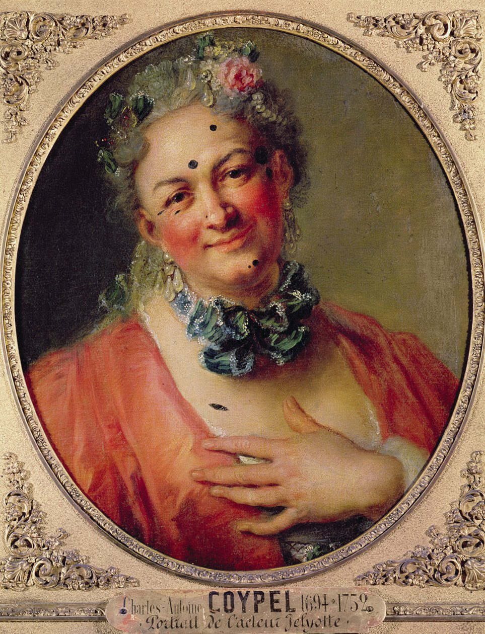 Porträtt av sångaren Pierre de Jelyotte (1713-97) i kvinnlig kostym, ca 1745 av Charles Antoine Coypel