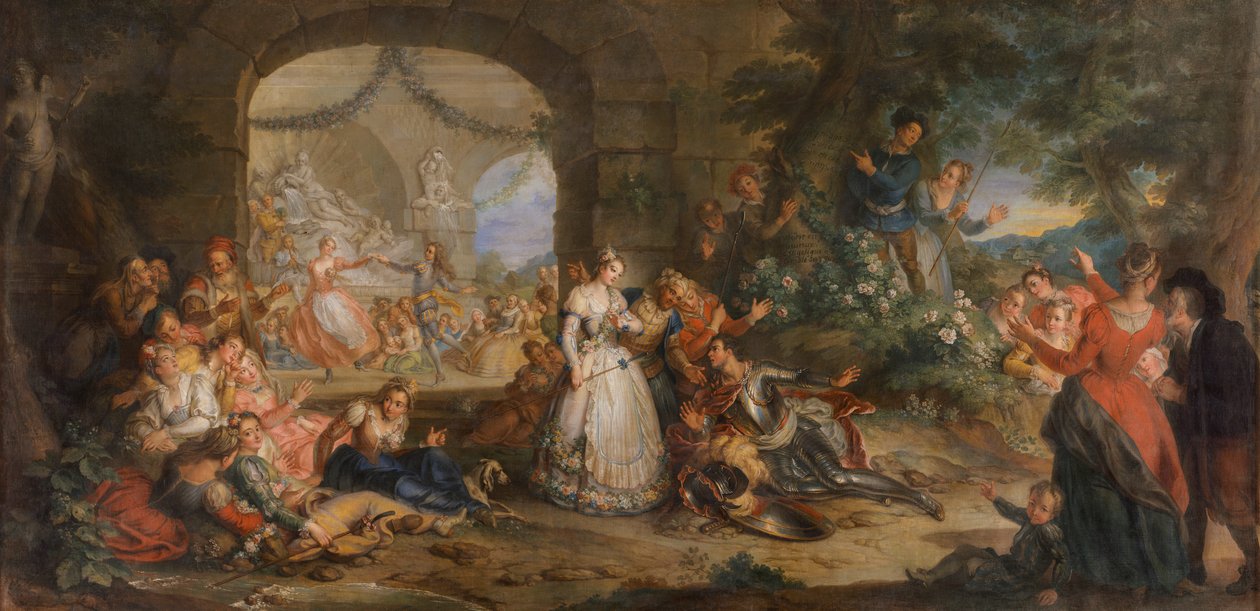 Roland får höra om Angeliques otrohet av herdarna av Charles Antoine Coypel